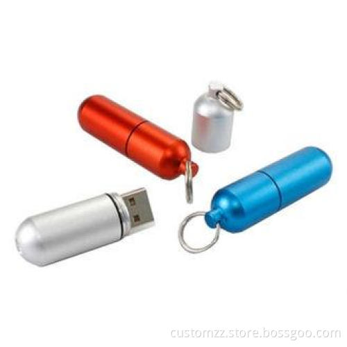 Metal 64gb USB 2.0 Flash Drive Keychain Silver Cylinder Sha